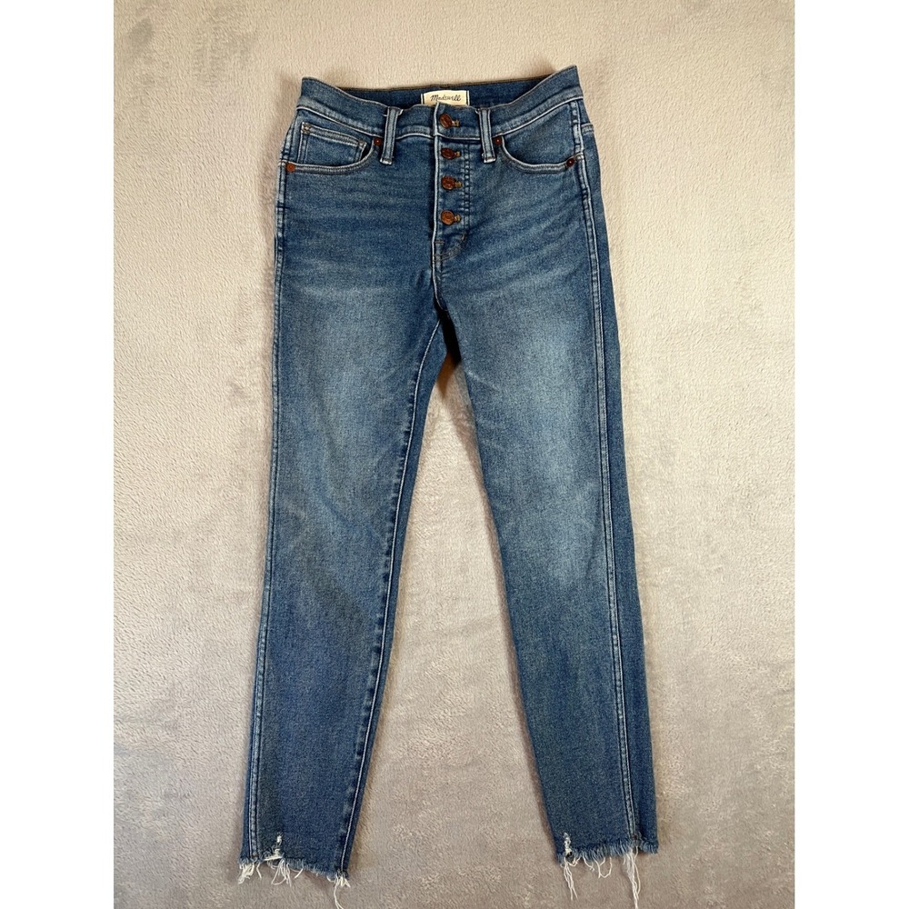 Madewell 10" High-Rise Skinny Jeans Button Fly Raw Hem Denim Size 26